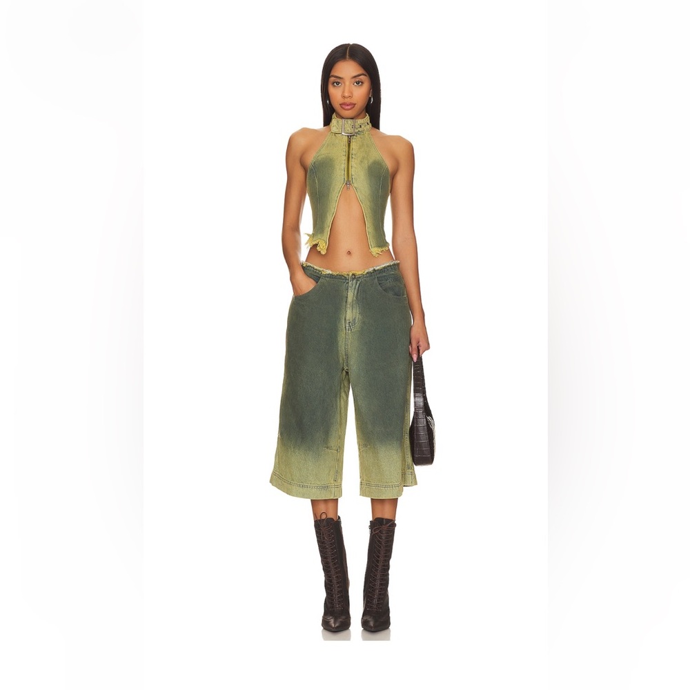 Jaded London Green Denim Set